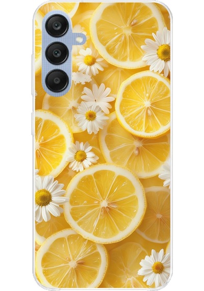 Samsung Galaxy A25 Uyumlu Limon Dilimleri Ve Papatya Desenli Baskılı Silikon Kılıf Renkli
