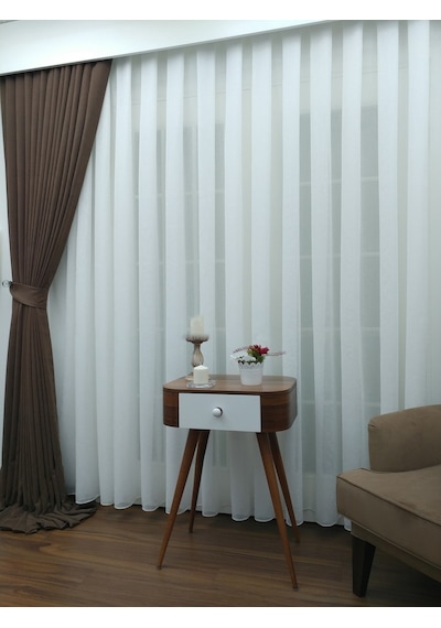 Evdepo Home Kullanıma Hazır Keten Tül Perde (540841891)