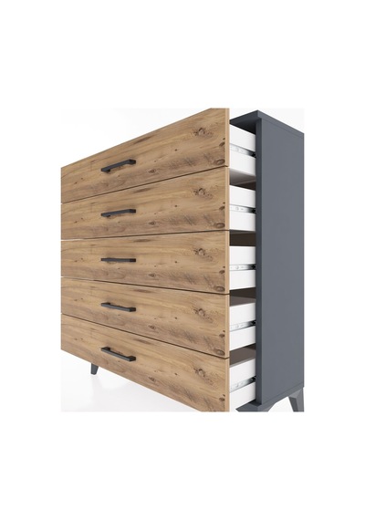 Arges Şifonyer 5 Çekmeceli 88x30x96 Antrasit-çam Antrasit