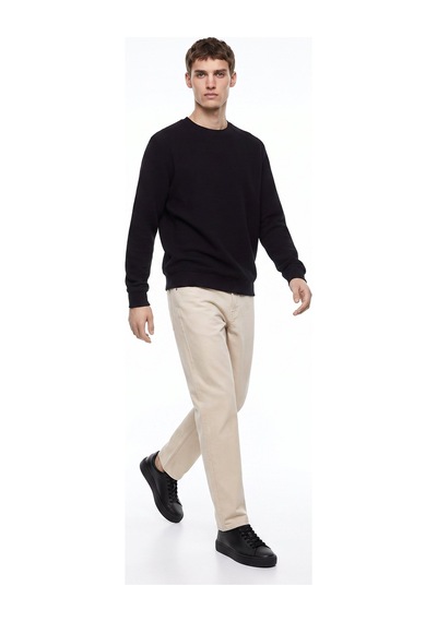 Mustang Siyah Erkek Bisiklet Yaka Relaxed Fitilli Sweatshirt M4wm-swt-1808