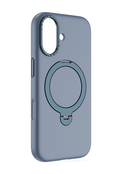 Apple Uyumlu iPhone 17 Kılıf M-safe Şarj Özellikli Metal Standlı Sıvı Silikon Lenyes Ck223 Kapak Mavi Mavi