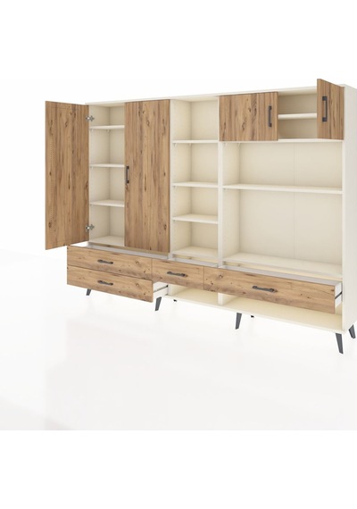 Arges Dolap 12 Raflı 4 Çekmeceli 4 Kapaklı 220x30x163 Aytaşı-çam Aytaşı-çam