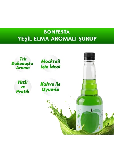 Bonfesta Yeşil Elma Aromalı Kahve ve Kokteyl Şurubu 750 ML