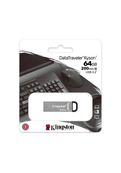 Kingston Dtkn-64gb 64gb Datatraveler Kyson 200mb-s Metal Usb 3.2 Gen 1 Flash Bellek Kdo