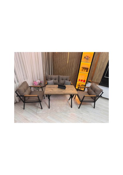 Houseart Balkon ,bahçe , Teras , Cafe ,salon , Metal Kanepe , Metal Kanepe Koltuk ,oturma Takımı 2-1-1 , Yemek Masası , Orta Masa Cappuccino
