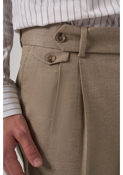 Morven Erkek Bej Poliviskon Trend Desenli Slim Fit Çift Pile Pantolon 26ms003010653 Bej