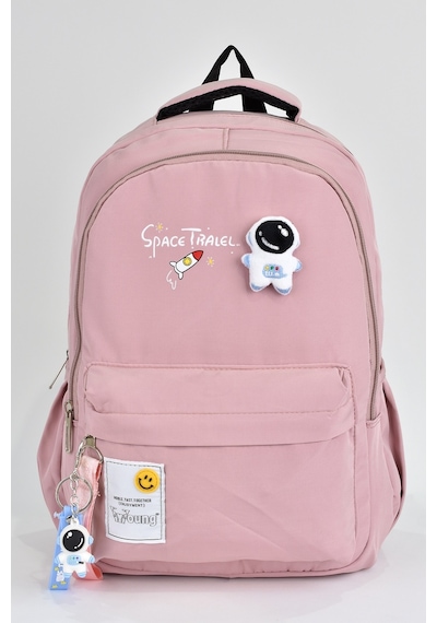 Elatae Unisex Çok Gözlü Günlük Seyahat Okul Sırt Çantası Pembe 51497