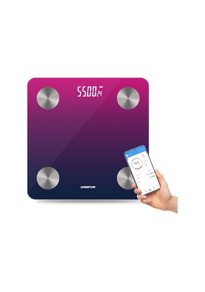 Polosmart Psc104 Pilli Bluetooth Vücut Analizli Yağ Kas Su Ölçer Hassas Akıllı Tartı Baskül Mor