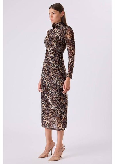 Fever Leopar Desenli Tül Kadın Elbise 342116009 Leopar