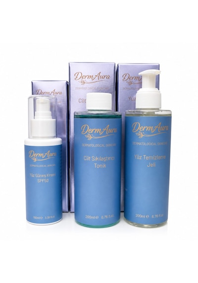 Dermaura Premium Günlük Cilt Bakım Seti Temizleme, Tonik Ve Spf 50+ Güneş Koruması İle 3 Adımlı Bakım Rutini