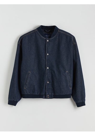 Lcw Jeans İndigo Rahat Kalıp Kolej Yaka Erkek Bomber Jean Ceket