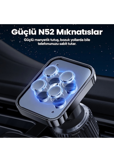 Toocki N52 Mıknatıslı Havalandırma Araç Telefon Tutucu 360 Dön