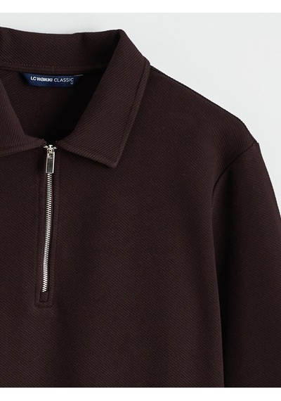 Lcwaıkıkı Classic Mürdüm Polo Yaka Erkek Sweatshirt