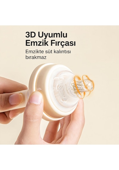 Valkyrie Seyahat Biberon Temizleme Seti Silikon Fırça Emzik Pipet Fırçası Saklama Kutulu Beyaz