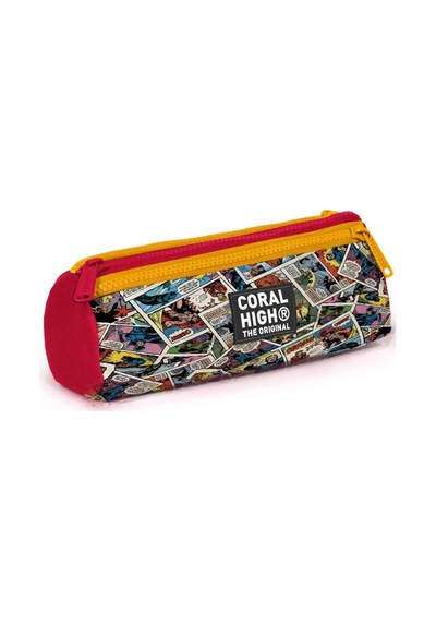 Coral High Kids Çizgi Roman Desenli Üç Bölmeli Kalem Çantası 31015 Çok Renkli