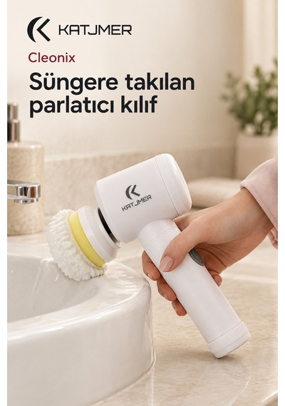 Cbcnx-001 Cleonix Usb Şarjlı Elektrikli Temizlik Fırçası, 5'i 1 Arada Başlık, Duvar Askılı - Beyaz