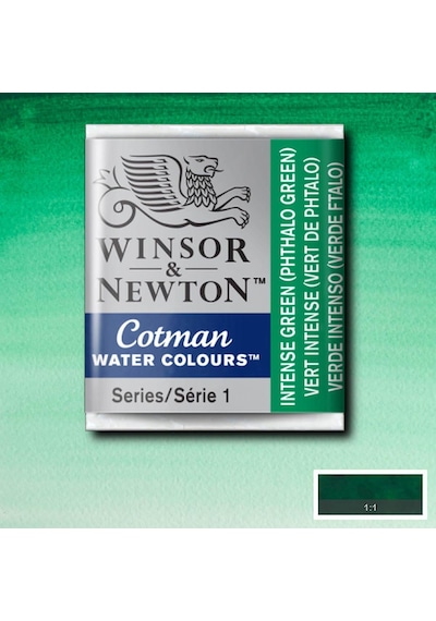 Winsor & Newton Cotman Yarım Tablet Suluboya Intense Green Phthalo Green 329 Karışık