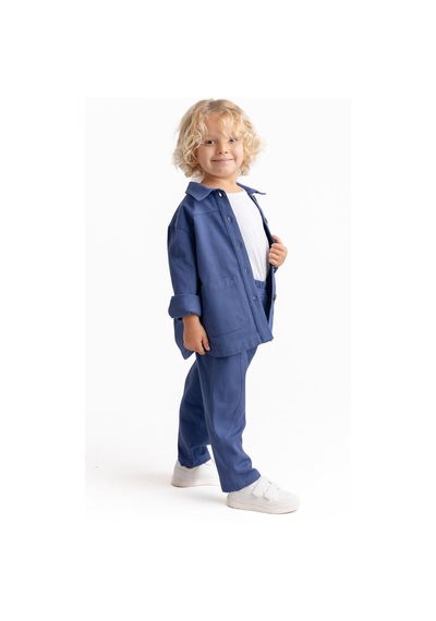 Oliven The Kid Unisex Gabardin Pantolon Mavi Mavi