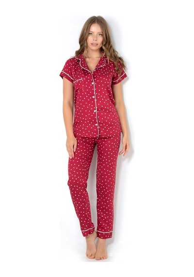 Miorre Doremi Burgundy Heart Kısa Kollu Pijama Takımı 001