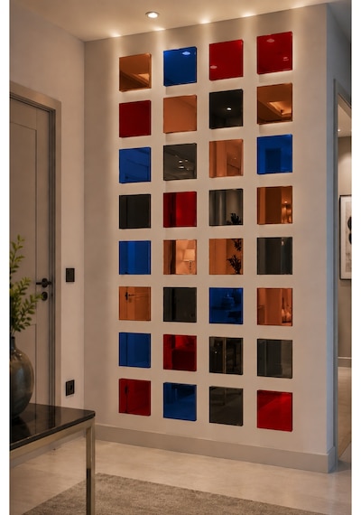 Lucitart Kendinden Yapışkanlı Parlak Dekoratif Pleksi Kare Duvar Paneli 9 Renk Seçeneği Modern Duvar Dekoru Kırmızı Lucitart Kendinden Yapışkanlı Parlak Dekoratif Pleksi Kare Duvar Paneli 9 Renk Seçeneği Modern Duvar Dekoru Kırmızı