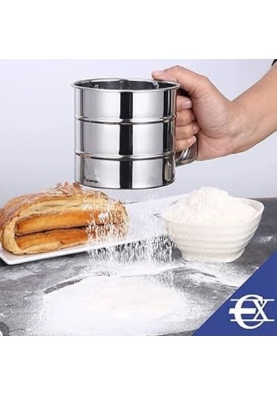 Paslanmaz Çelik Un Eleği Tek Elle Kullanım, 3 Katlı İnce Tel Süzgeç, Pratik Mutfak Eleği Diğer
