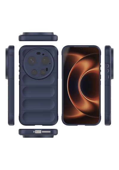 Xiaomi 17 Ultra Kılıf Kamera Korumalı Darbe Emici Esnek Oyuklu Arka Yüzey Tasarımlı Silikon Kapak Lacivert