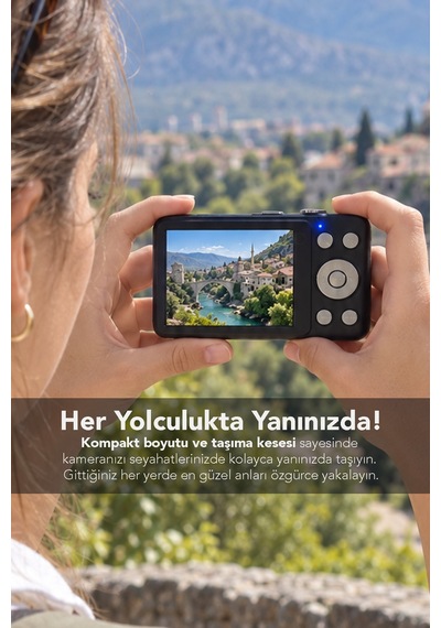 Mimtec Blm-105mini Dijital Fotoğraf Makinası - 2.8" Hd Ekran 12 Farklı Dil Seçenekli Dijital Video Kamera Siyah