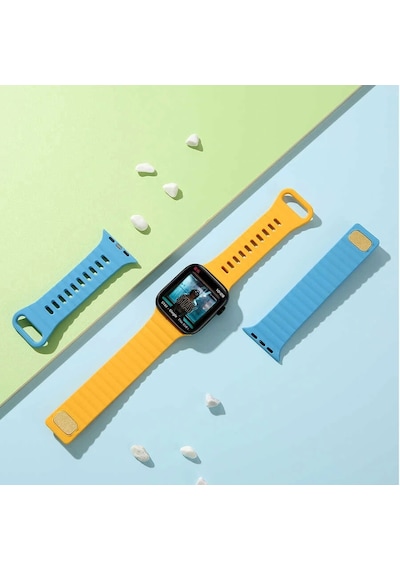 Apple Uyumlu  Watch 10 46mm Redclick Krd-73 Şeritli Ultra Hafif Silikon Kordon