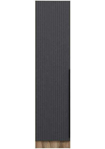 Minar Kale 1 Kapaklı Raflı Dolap Dore - Antrasit Çizgili Mebran 210cm