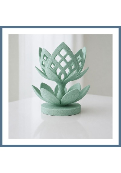 Buradabulabilirsin 3d Baskı Lotus Çiçeği Mumluk - Dekoratif Tealight Mumluk-mint Bbz