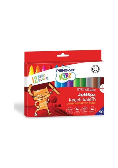 Pensan Kidz 12 Renk Yıkanabilir Jumboo Keçeli Kalem