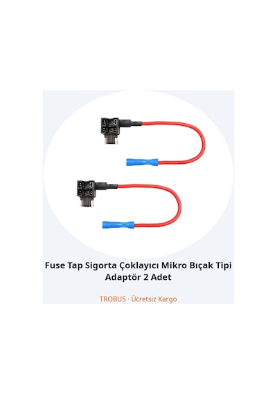 Trobus Fuse Tap Sigorta Çoklayıcı Mikro Bıçak Tipi Adaptör 2 Adet Diğer