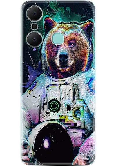 Infinix Hot 20 Play Kılıf Silikon Desen Özel Seri Astronot Panda 1755