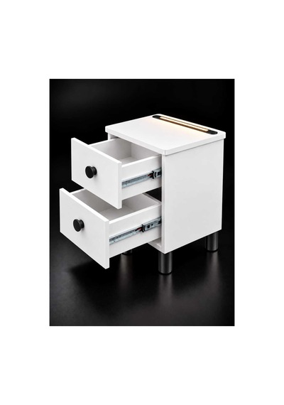 Modern Çekmeceli Komodin, Type-c Ve Usb Girişli, Led Işıklı Başucu, Yatak Odası, Koltuk Yanı Sehpası Siyah - 931981058 Siyah
