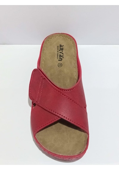 Aryan 37-891 Anatomic Kadın Dolgu Topuk Terlik Kırmızı
