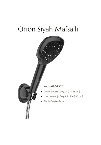 Duş Seti Mafsallı, Orion, 1.5 M, Siyah Renkli
