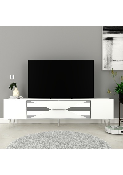 Motif Tv Sehpası Tv Ünitesi 150 Cm Beyaz Gümüş