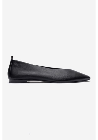 Luvishoes Jenas Siyah Cilt Hakiki Deri Kadın Babet Ayakkabı