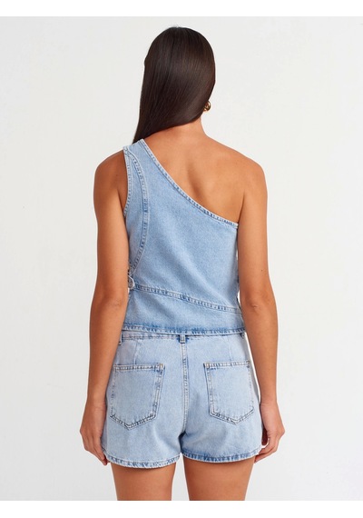Olla Collection Pencere Detaylı Denim Bluz-mavi Mavi