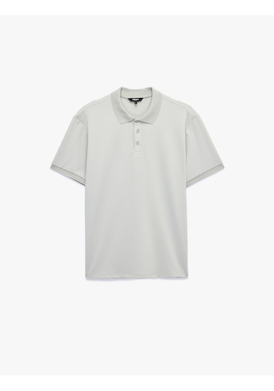Koton Kısa Kollu Düğmeli Polo Yaka Slim Fit Tişört Gri 6sam10077mk