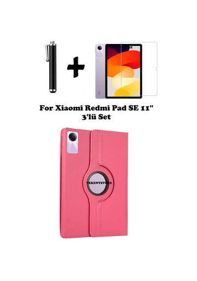Xiaomi Redmi Pad Se 11 Inç Tablet Uyumlu Uyku Modlu 360 Döner Pu Deri Kılıf Seti Kılıf