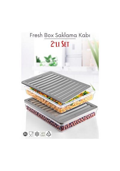 Nandy Home Freshbox Saklama Kabı Gri 2'li Gri