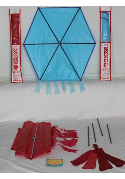 Kumaş Çerçeveli Altıgen Uçurtma - Düz Renk(Pembe)