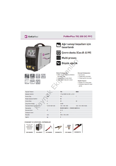 Gekamac Power Plus Tig 200 Dc Kaynak Makinesi