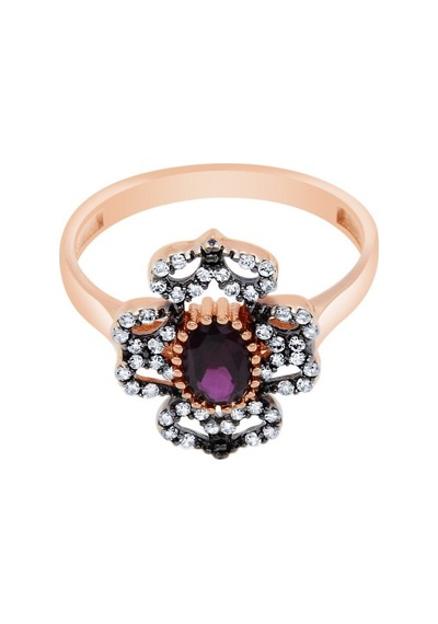 Diamond Line - Gülaylar - Altın 14 Ayar Elmas Görünümlü Yüzük (532069315)