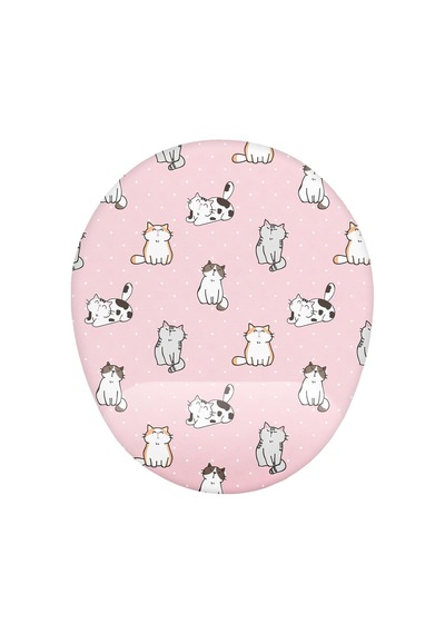 Kedi Desenli Bilek Destekli Mouse Pad Çok Renkli