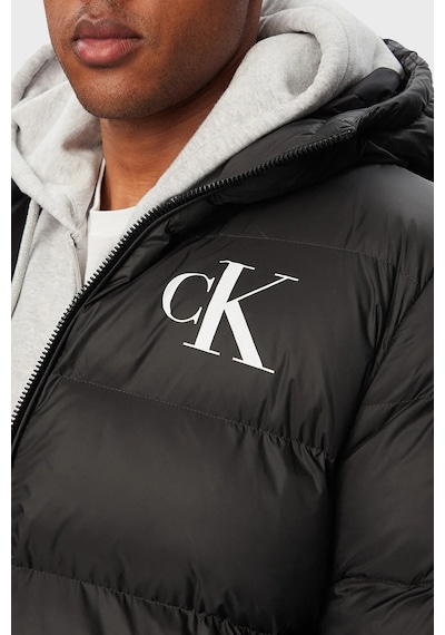 Calvin Klein Logolu Su İtici Kapüşonlu Şişme Mont Lv04rg513gub1 Erkek Mont Lv04rg513g Ub1 Siyah