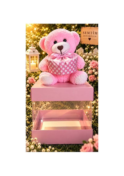 Rose Işık Pullu Zincir Kolye 60 Cm & Kalpli Ayıcık Premium Hediye Seti Altın