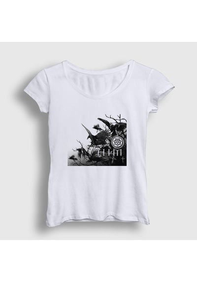 Presmono Kadın Doom Him T-shirt Beyaz