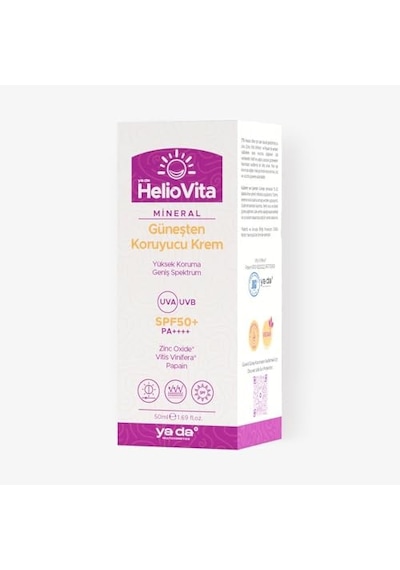 Heliovita Yüksek Koruma Ve Aydınlatıcı Etkili Güneşten Koruyucu Krem, 50 Ml / %100 Mineral, Spf 50+, Pa++++